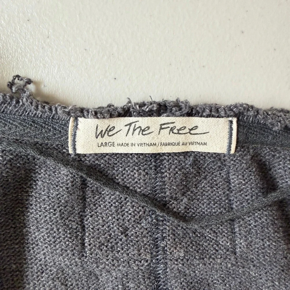 We The Free People Like A Boss Wrap Knit Long Sleeve Top Charcoal Gray L